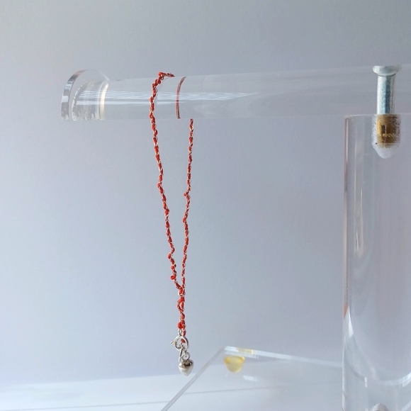 Solid 925 sterling silver with lucky red jewelry threads ankle bracelet - Picture 5 of 8